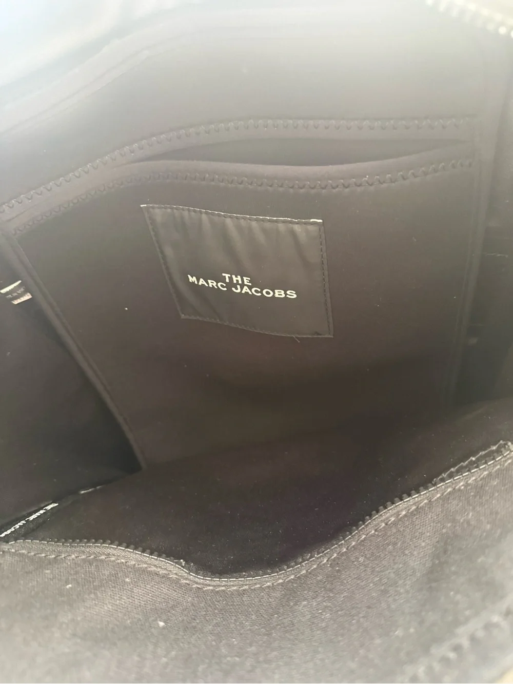 Marc Jacobs Large Canvas Tote Bag Black Zip Top Crossbody Shoulder Bag
